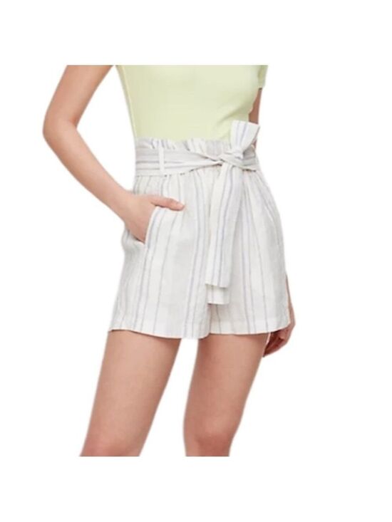 Aritzia Pants - Aritzia Wilfred Gelas 100% linen striped belted paper bag shorts 2